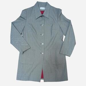 Y2K Houndstooth Long Blazer / Jacket – Women’s Size 10 - Preppy, minimalist